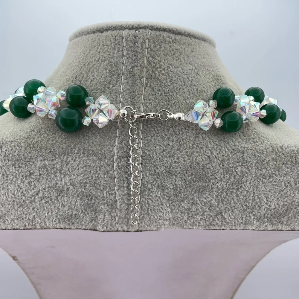 Earth-Mined Gemstone & Swarovski Crystal Necklacewith Glass Murano Glass Pendant